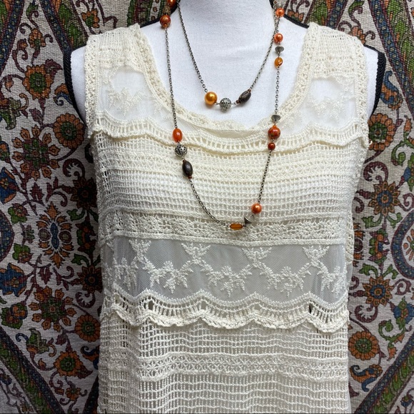 Forever 21 Ivory Open Knit / Crochet Ivory Tank - Picture 5 of 16